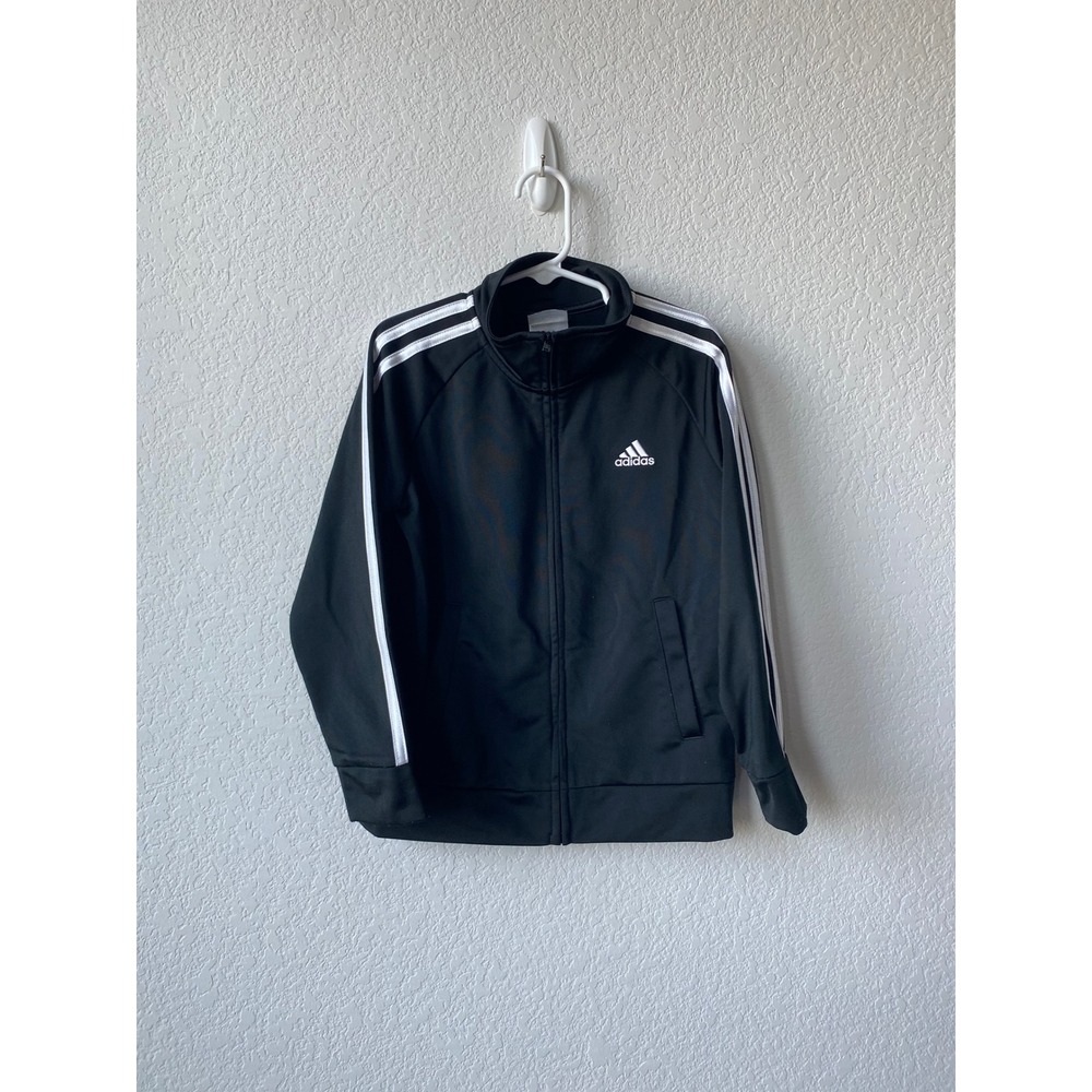 Adidas Kids Boys 3-Stripe Full Zip Sporty Track Jacket Size 6 Black White AG0352